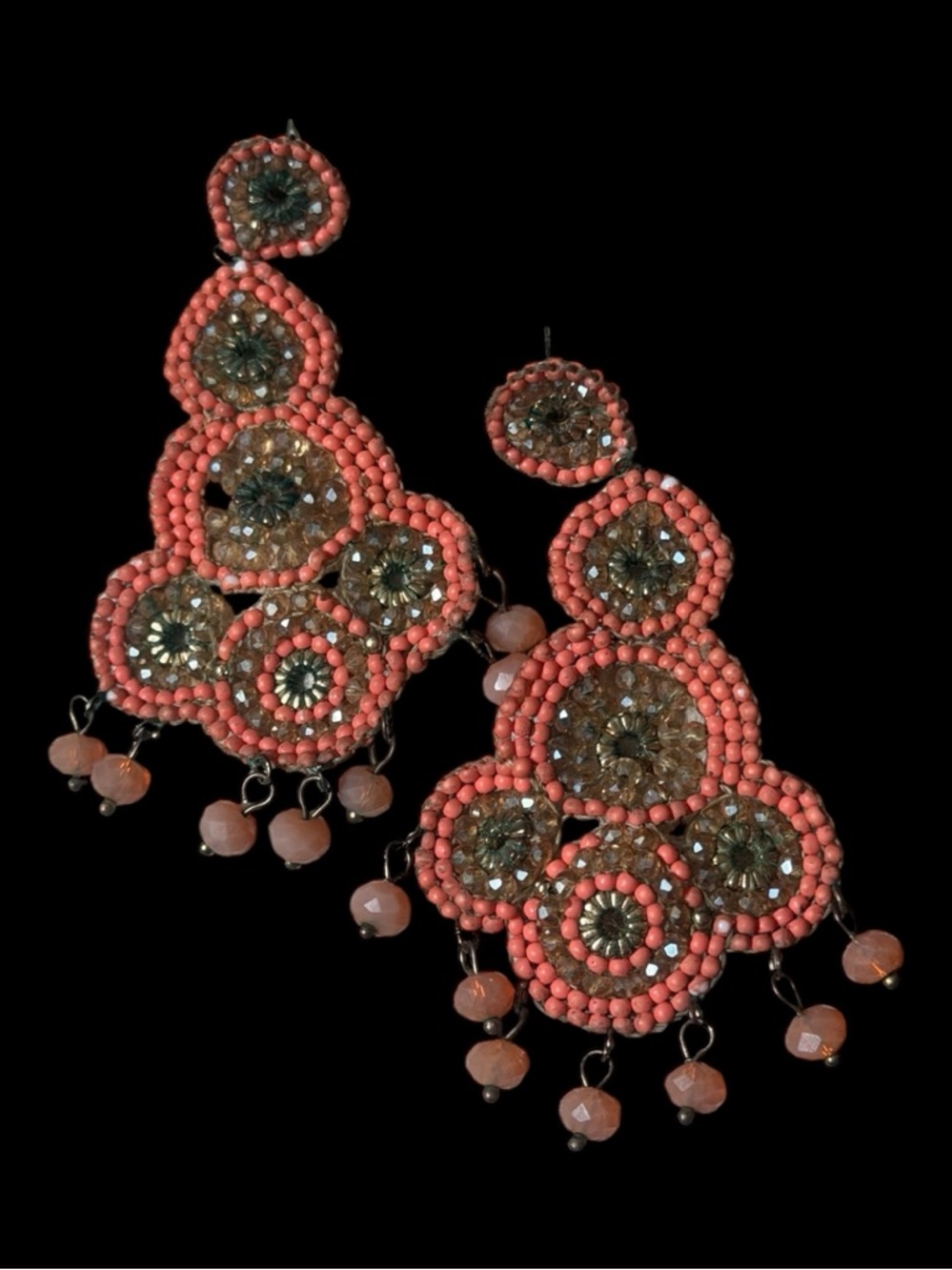 Handmade Vintage beaded chandelier dangle post earrings by Abril & Sandoval.